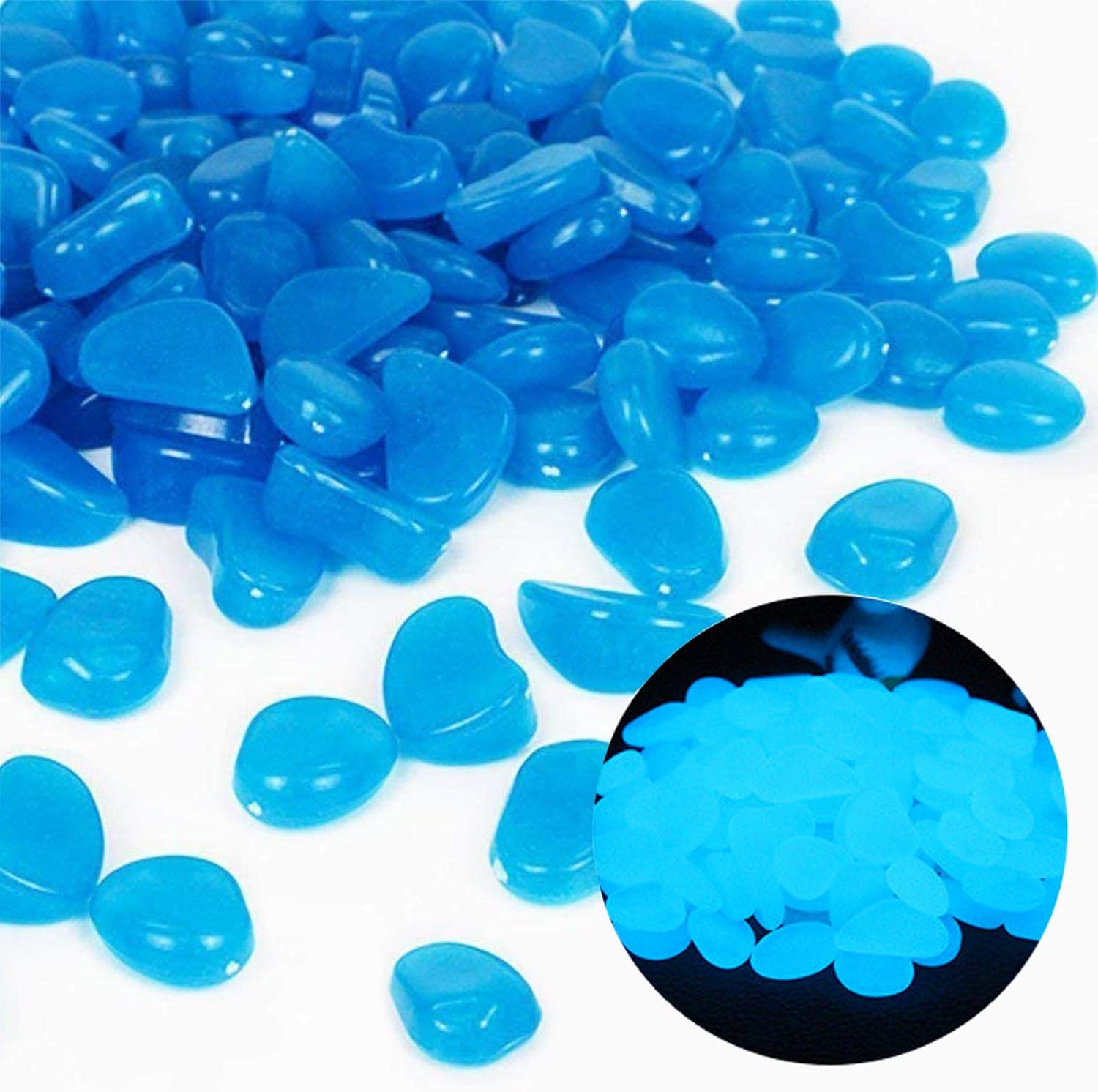 Aquarium Plant - Fish Tank Rocks Glow Blue Pebbles